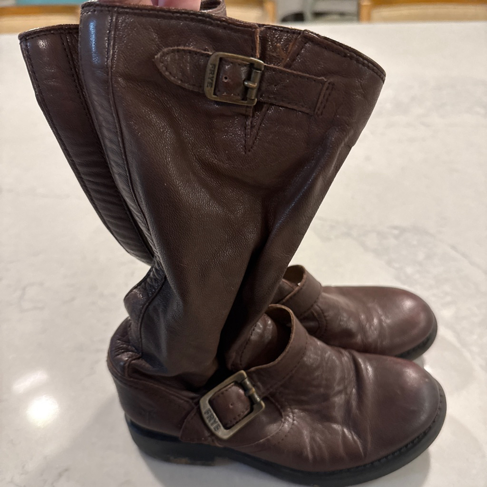 Frye Brown Leather Veronica Slouch Boots Girls 13 5